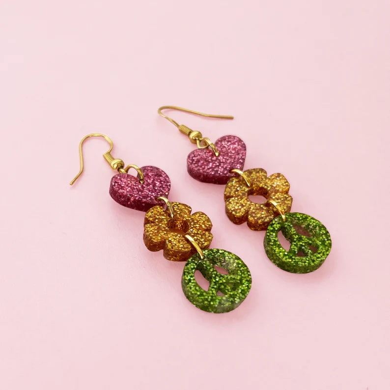 Wholesale Contrast Color Flower Acrylic Earrings ACC-ES-AnDao042