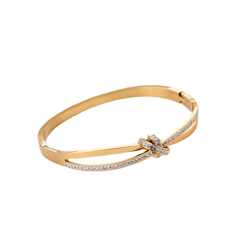 Wholesale  knotted  love rose gold titanium steel bracelet