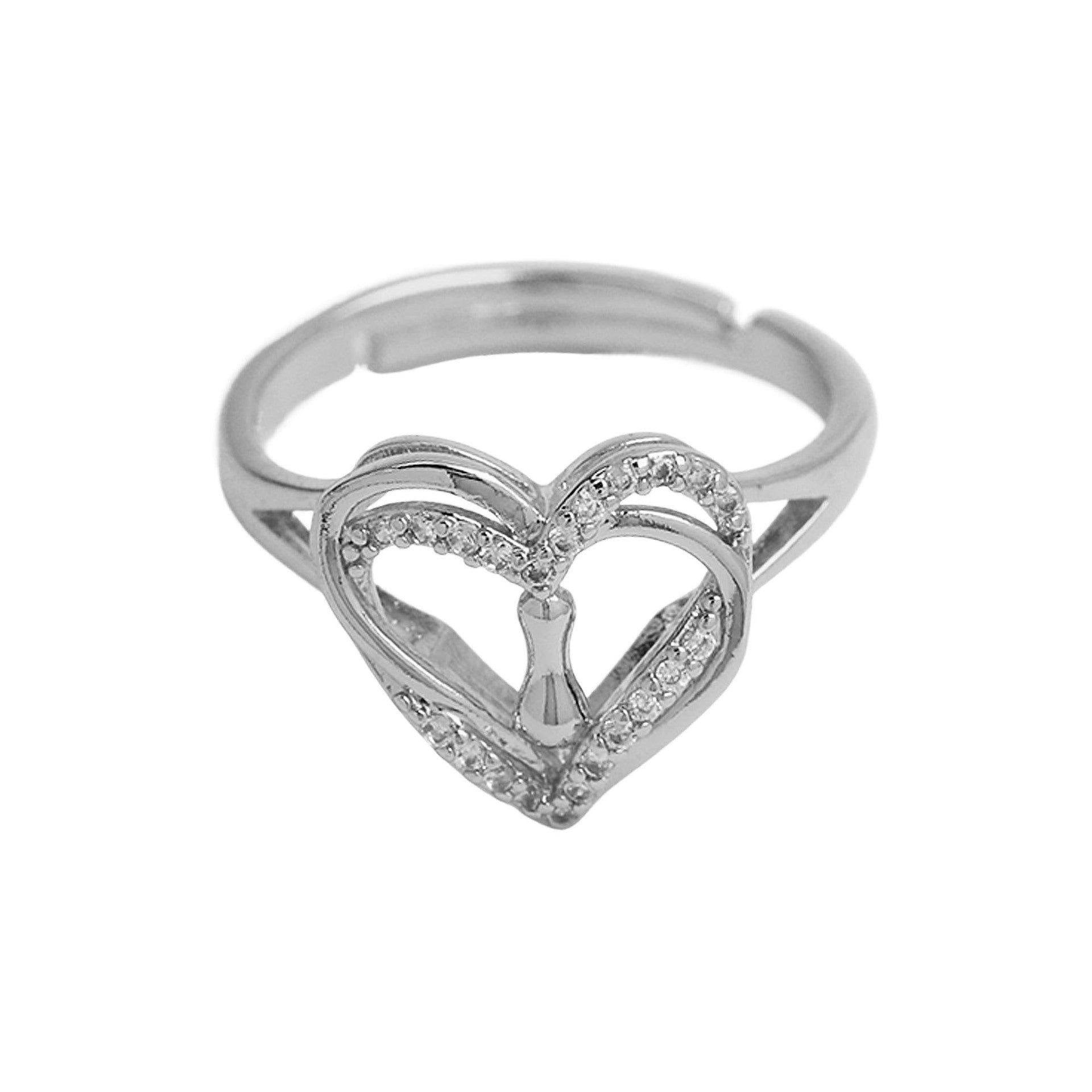 Wholesale silver love heart-shaped 26 English letters open heart women's ring