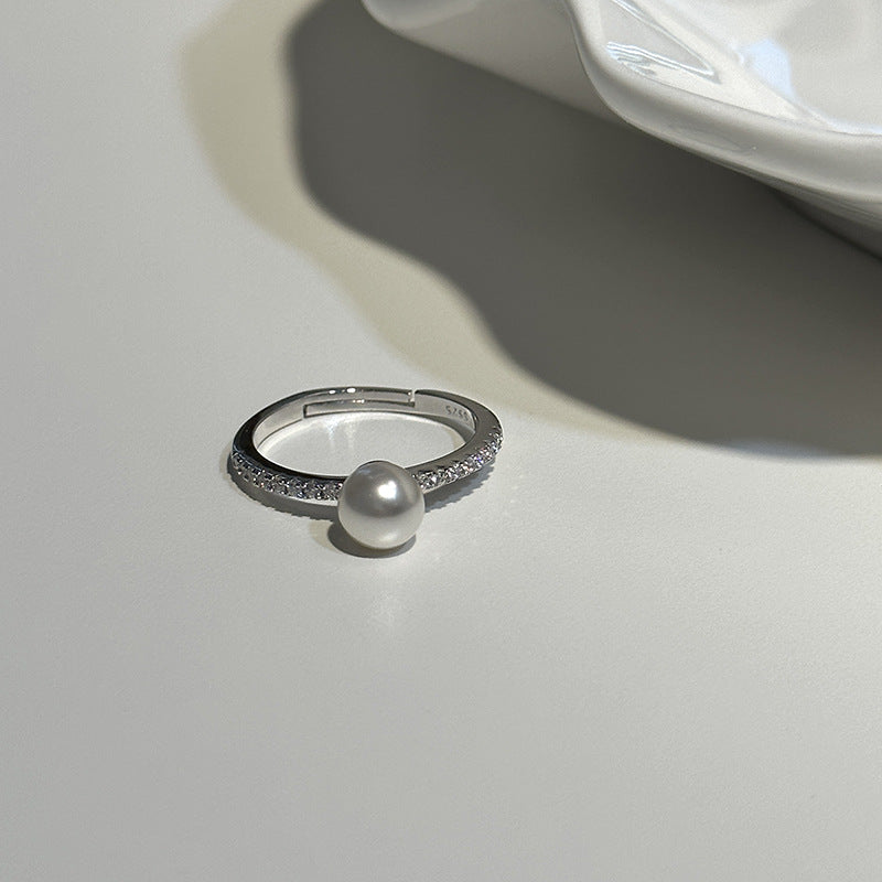 Wholesale Sterling Silver Pearl Elongated Stacking Ring