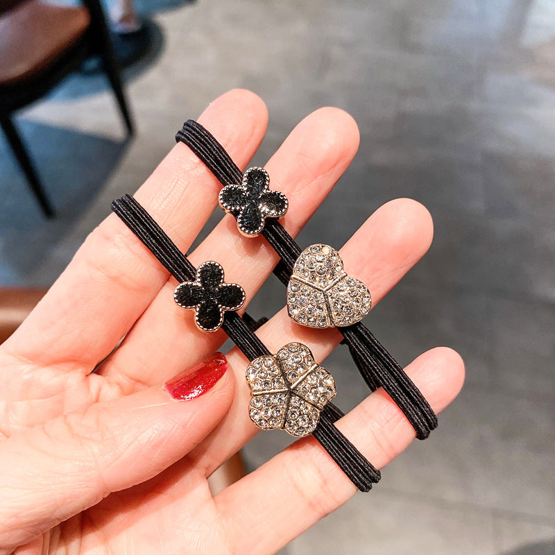 Wholesale Super Flash Diamond Love Four Leaf Clover Scrunchies ACC-HS-Huidi022