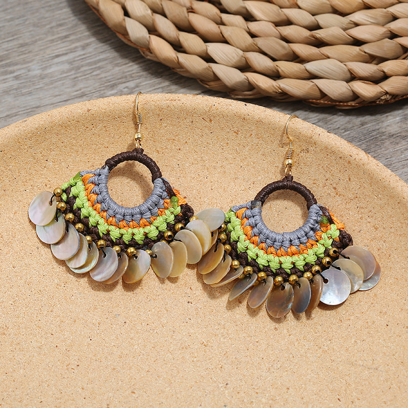Wholesale Boho Ethnic Style Earrings Hand Braided Vintage Earrings Bohemian ACC-ES-Luox001