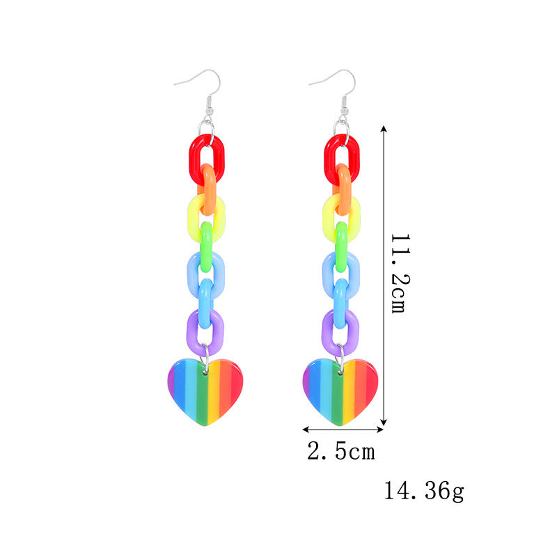 Wholesale LGBT Pride Month Rainbow Alloy Earrings ACC-ES-BinLi002