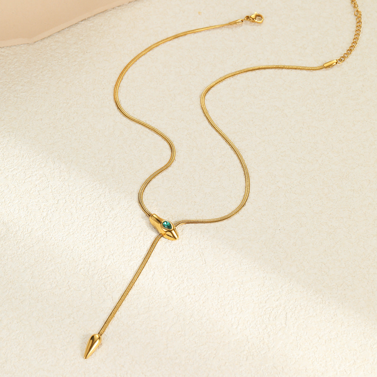 Wholesale Snake-shaped thin snake chain stainless steel necklace with zircon clavicle chain