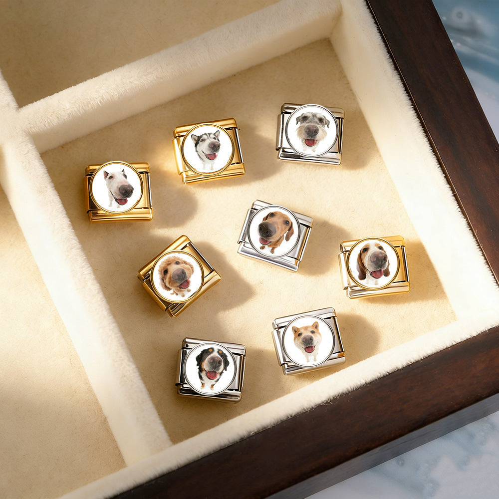 Wholesale Stylish DIY Stainless Steel Watch Band with Cute Dog Print,  Fashion Accessory for Resale
