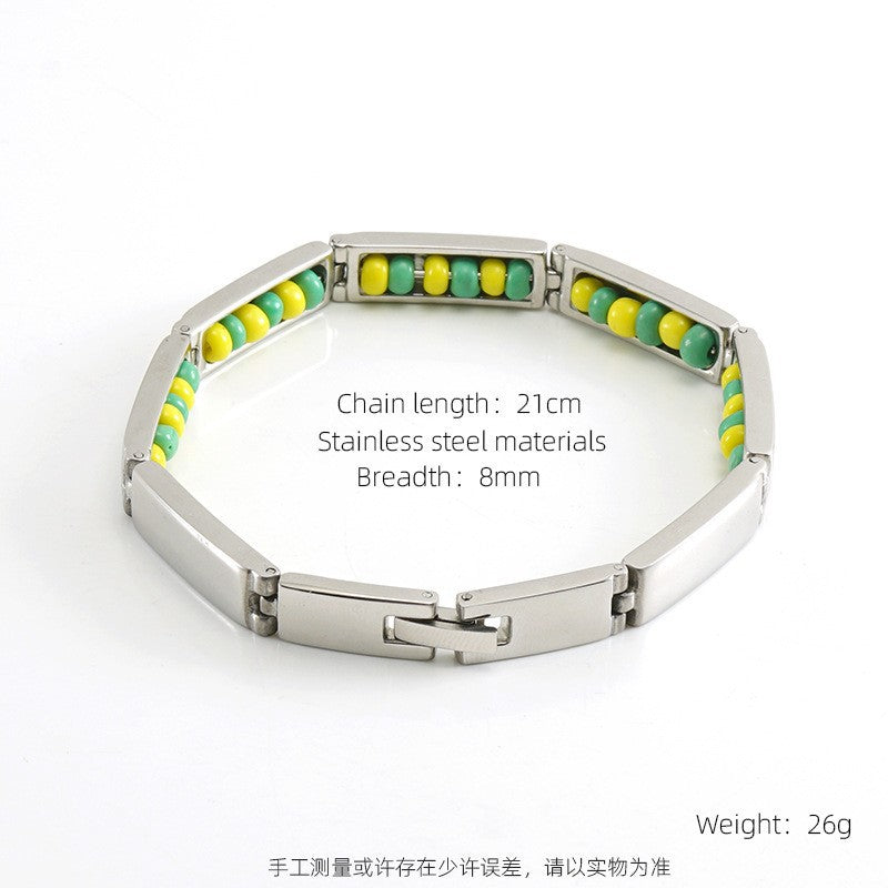 Wholesale Steel and titanium bead bracelet