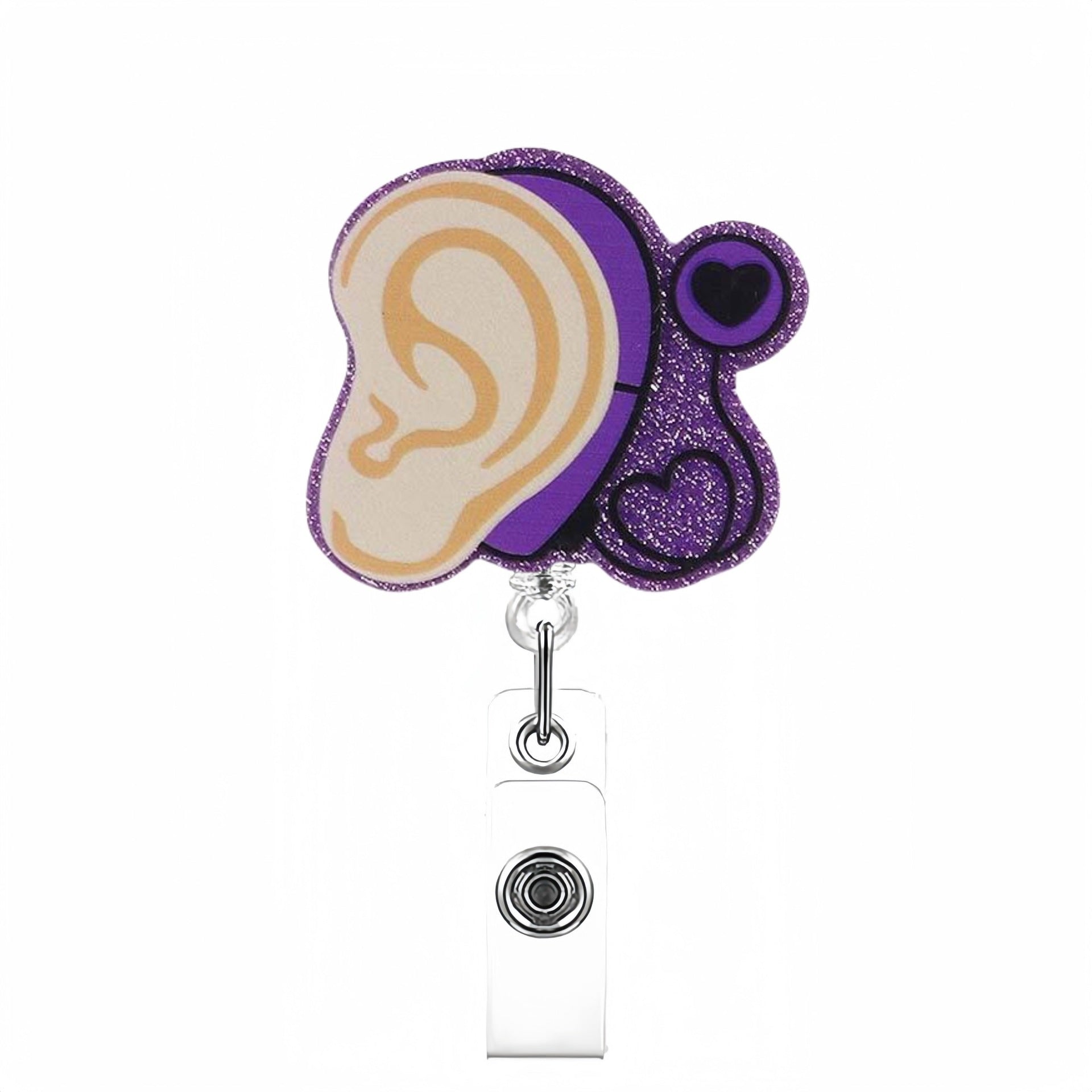 Wholesale Acrylic Ear Nurse Doctor Retractable Rotating Badge Keychain
