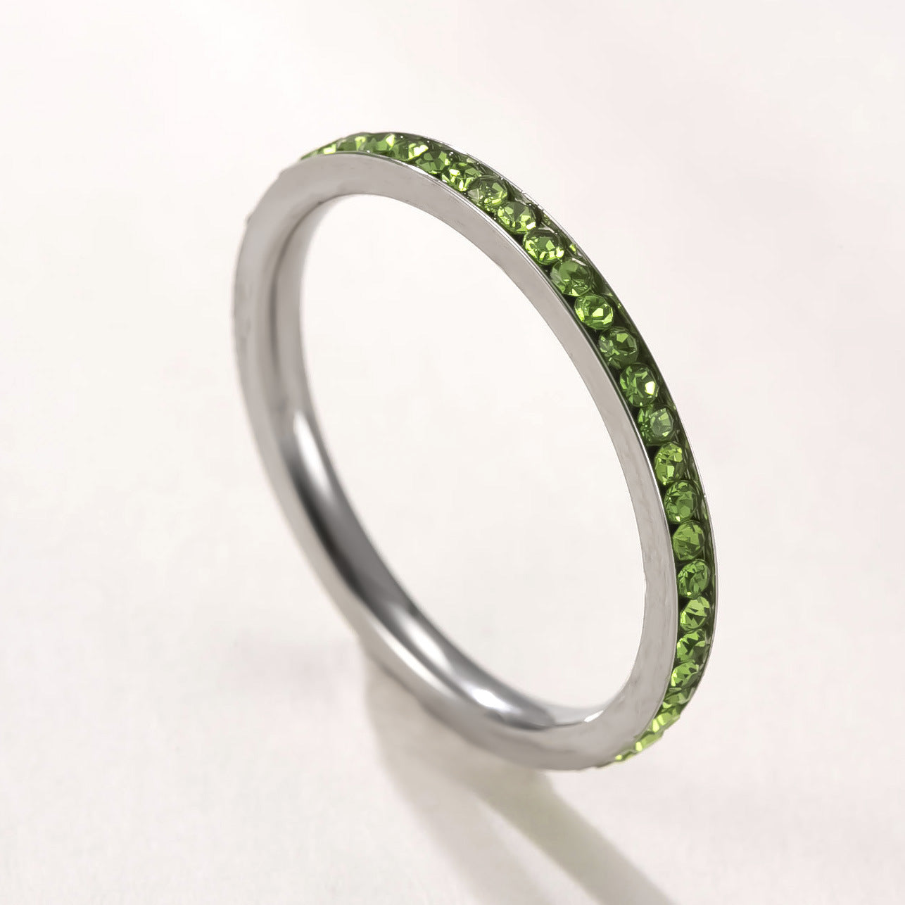 Wholesale Stainless Steel 2Mm Colored Diamond Couple Ring Chic Geometric Unisex Jewelry Accessory Gift
