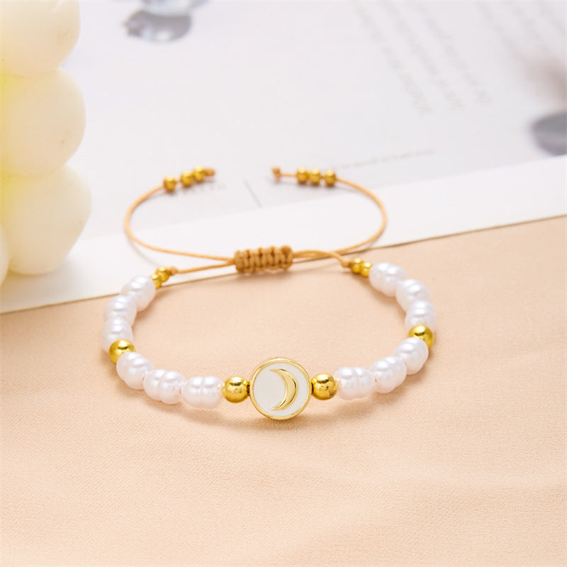 Wholesale  Pearl Moon Handmade Woven Bracelet