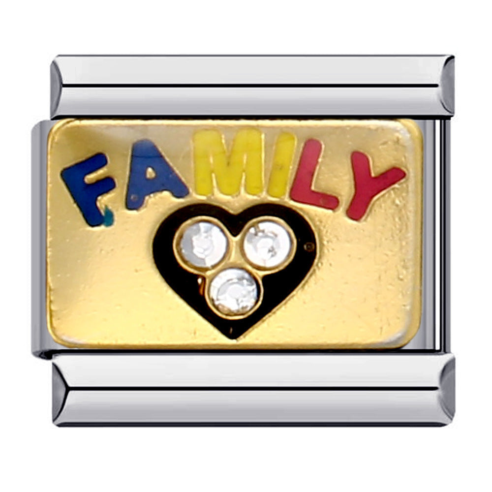 Wholesale Italian Charm Bracelet Welding Oil Dropping Cartoon DIYStainless Steel Composable Bracelet