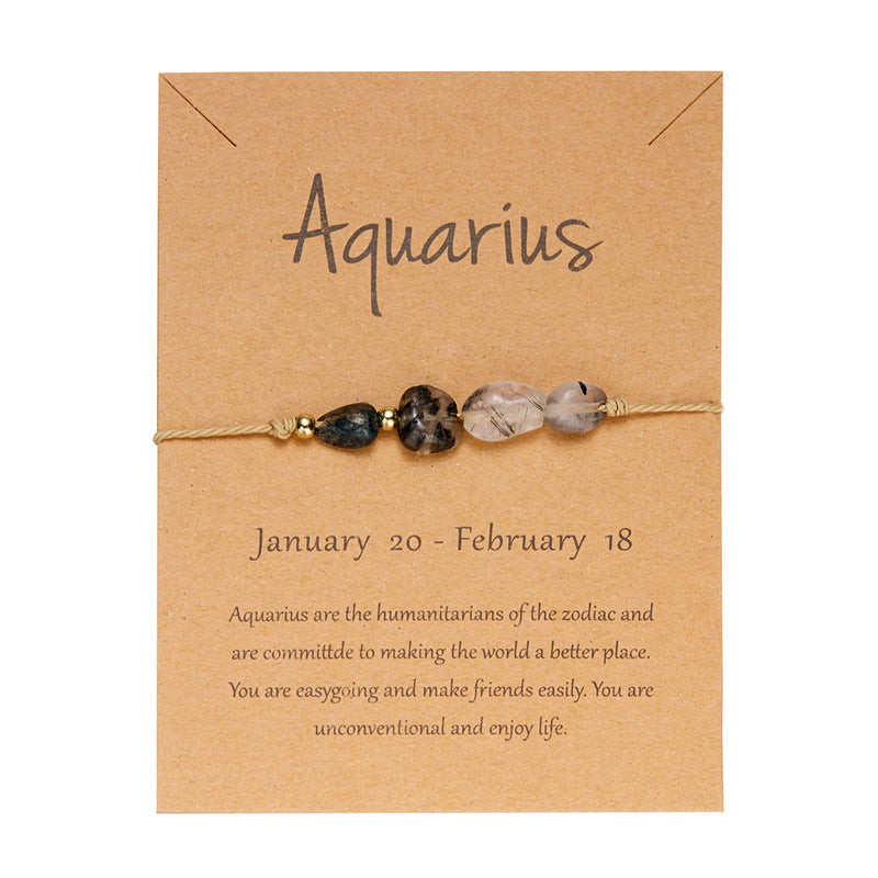 Wholesale Zodiac Natural Stone Handmade Adjustable Braided Bracelet Contion Theme Unisex Trendy Jewelry Gift