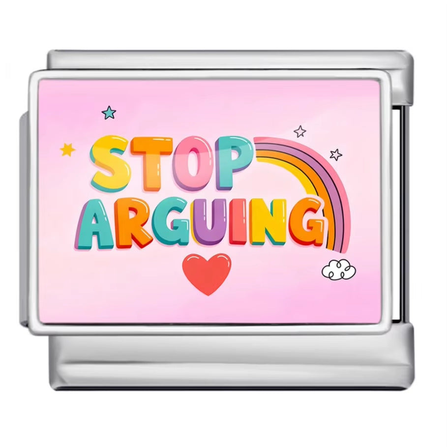 Wholesale italian Charm Bracelet 9mm DIY Colorful English Series Creative Stainless Steel Composable Bracelet