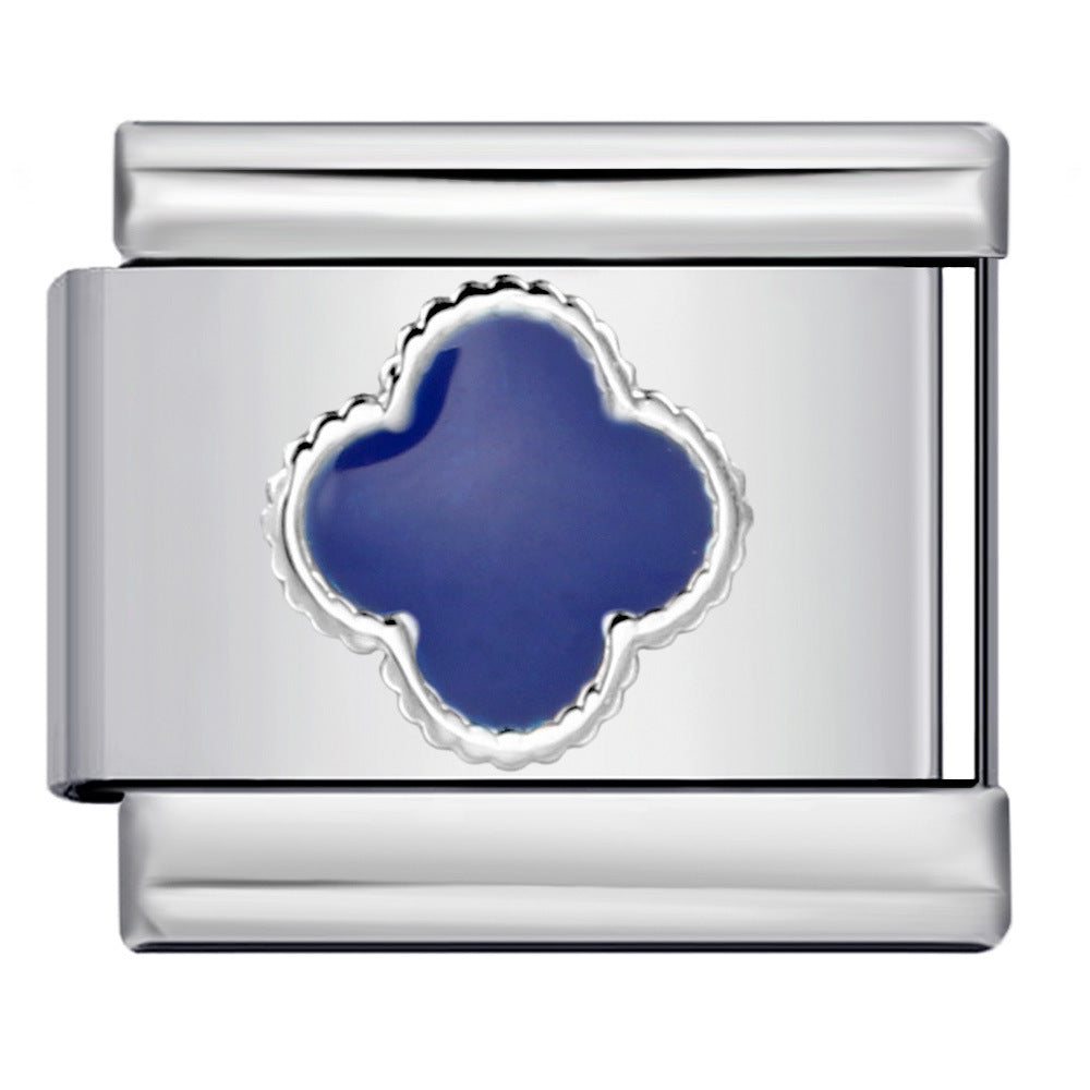 Wholesale Italian Charm Bracelet 9mm DIY Splicing Removable Colored Oil Drop Four-Leaf Clover Stainless Steel Composable Bracelet