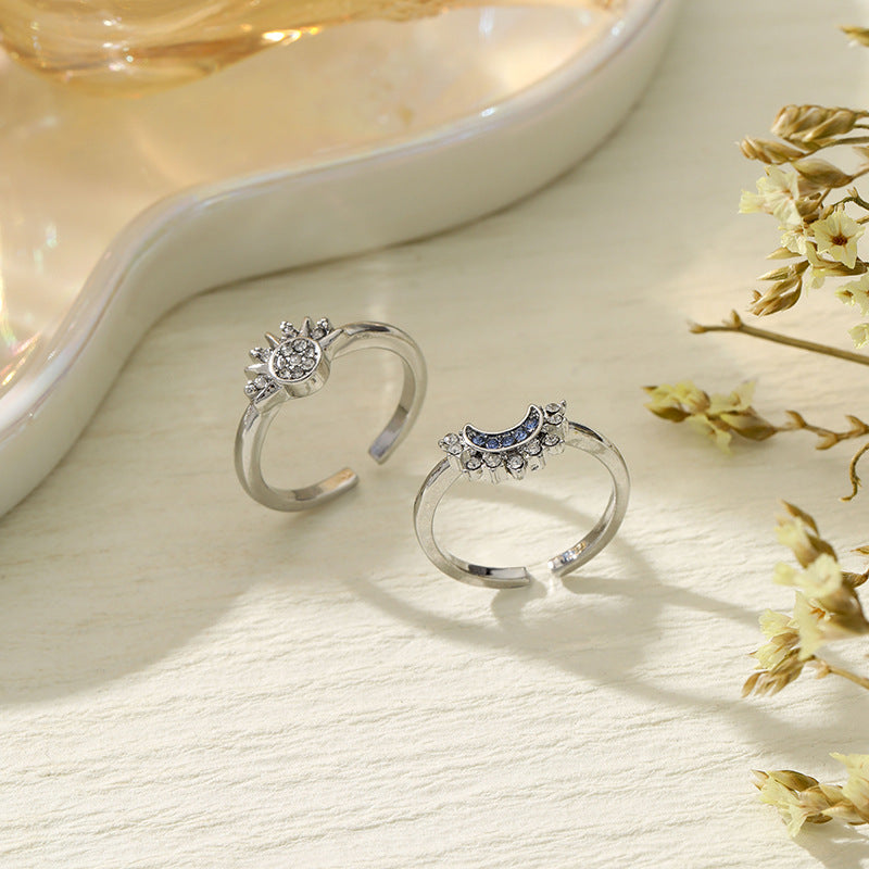 Wholesale Sun and Moon Stacking Rings Diamond Sun and Moon Couple Rings ACC-RS-YunJin002