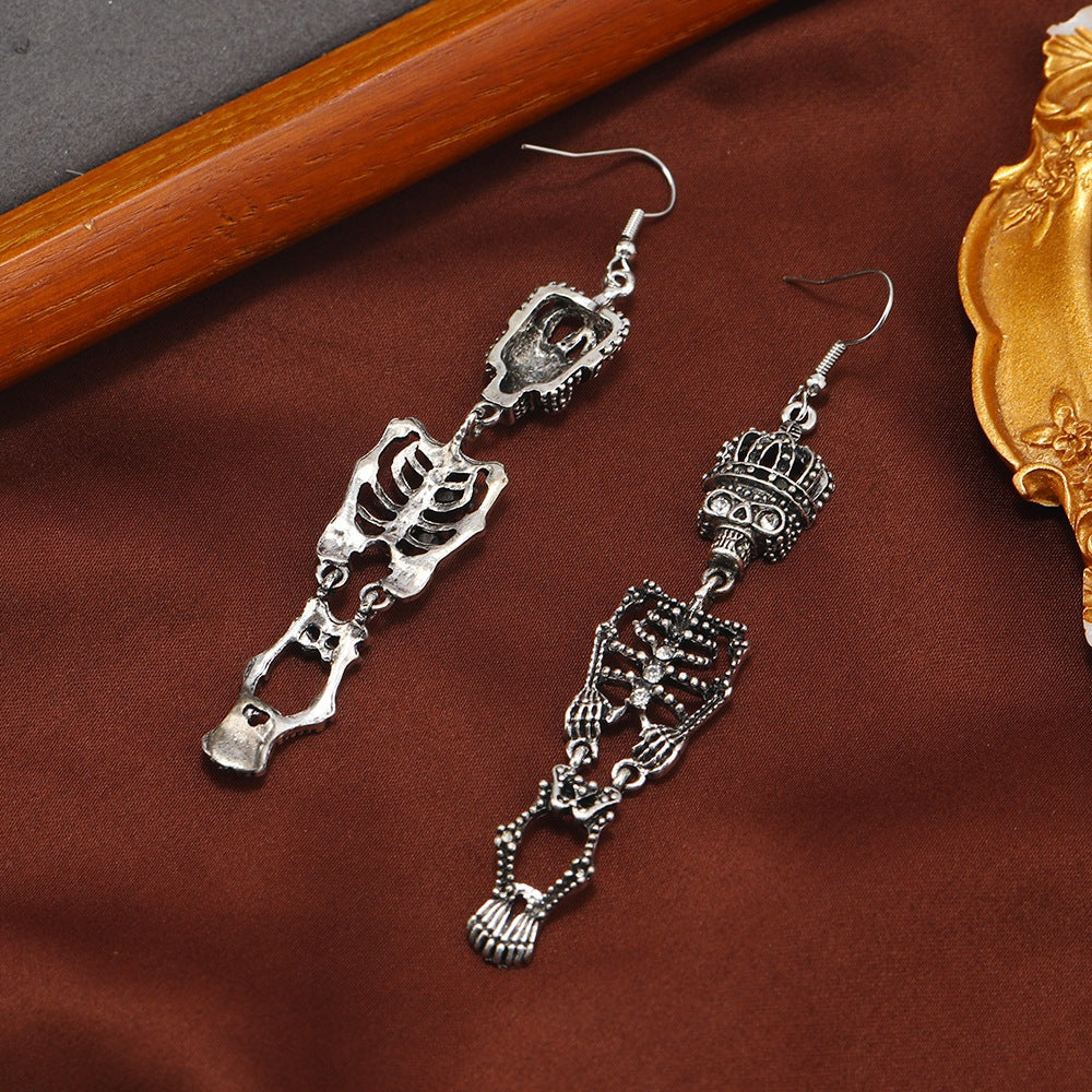 Wholesale Geometric Skull Drop Earrings Ancient Silver Alloy Fashion Jewelry Accessory