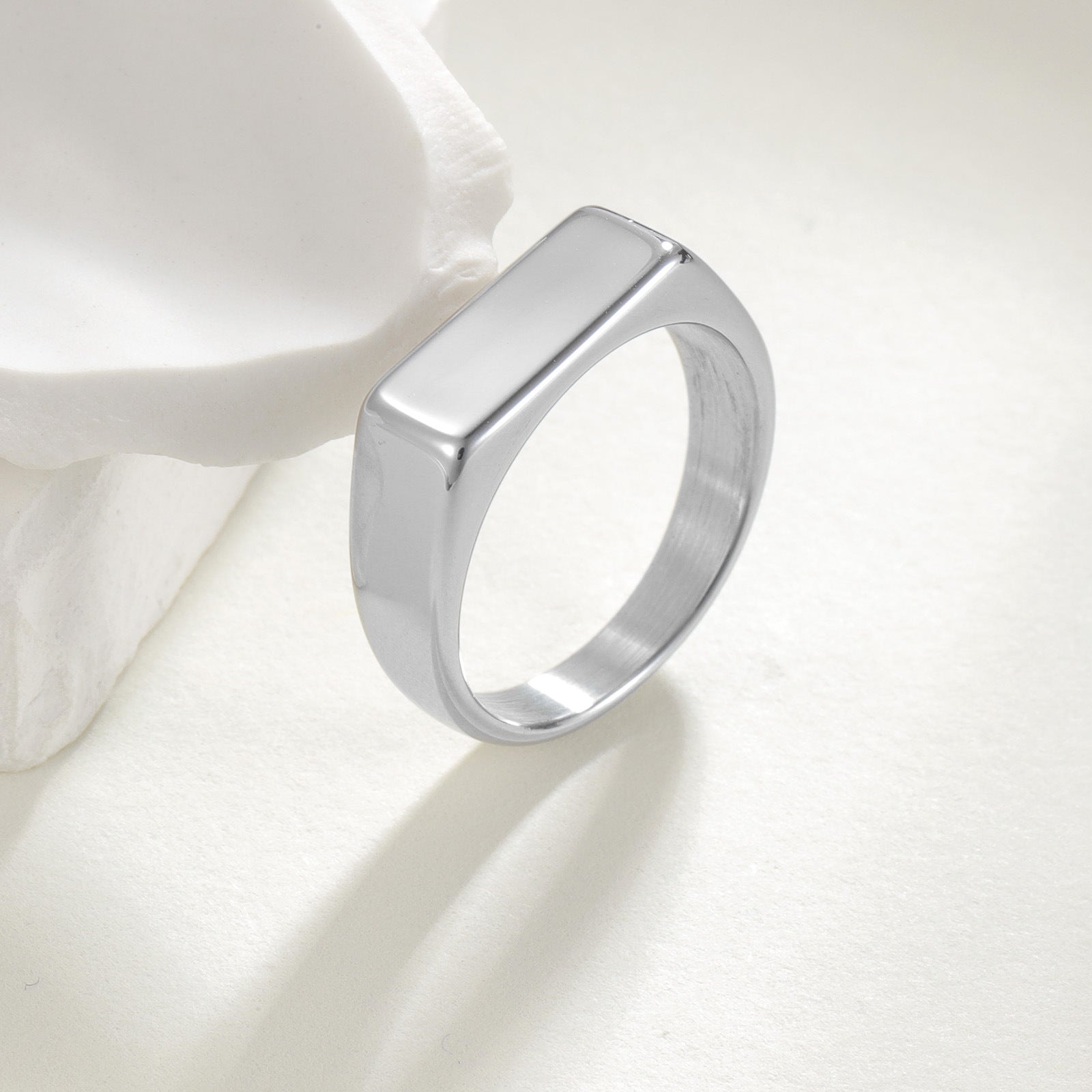Wholesale 7mm titanium steel rectangular ring