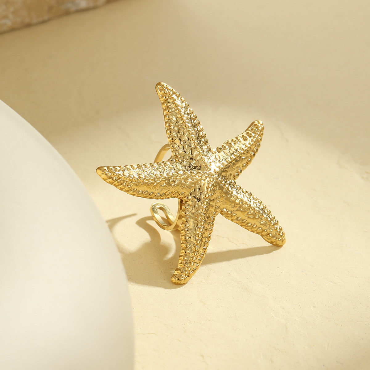 Wholesale Stainless steel Starfish Ring Open Metal Ring  Stainless Steel Golden Rings