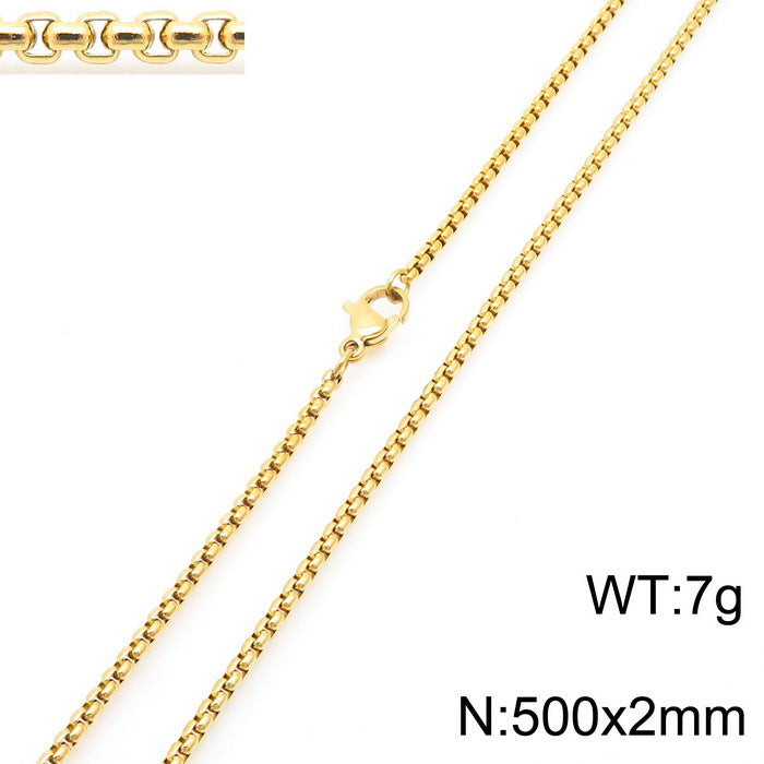 Wholesale Electroplated 18K Gold Square Pearls Titanium Steel Necklaces ACC-NE-KaLun005