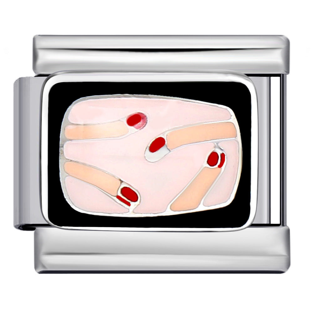 Wholesale 2pcs/pack  Italian Charm Bracelet 9mm DIY Splicing Creative Pattern Stainless Steel Composable Bracelet