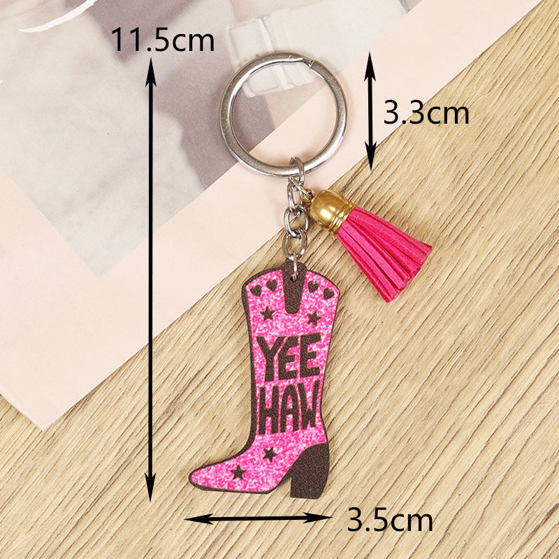 Wholesale Vintage Western Distressed Cowboy Boots Cactus Keychains ACC-KC-WeiAn002