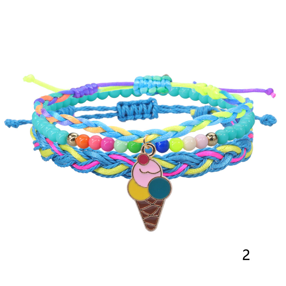 Wholesale Woven Bracelet Spot Color Beads Wax Line Woven Friendship Hand Rope Set