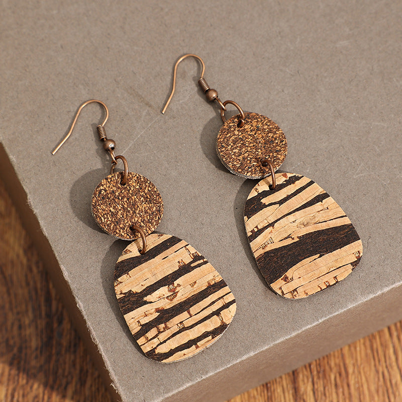Wholesale Double-Layer Cork-Textured Earrings