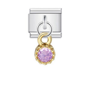 Wholesale Italian Module  Small Round Zircon Stainless Steel DIY Bracelet