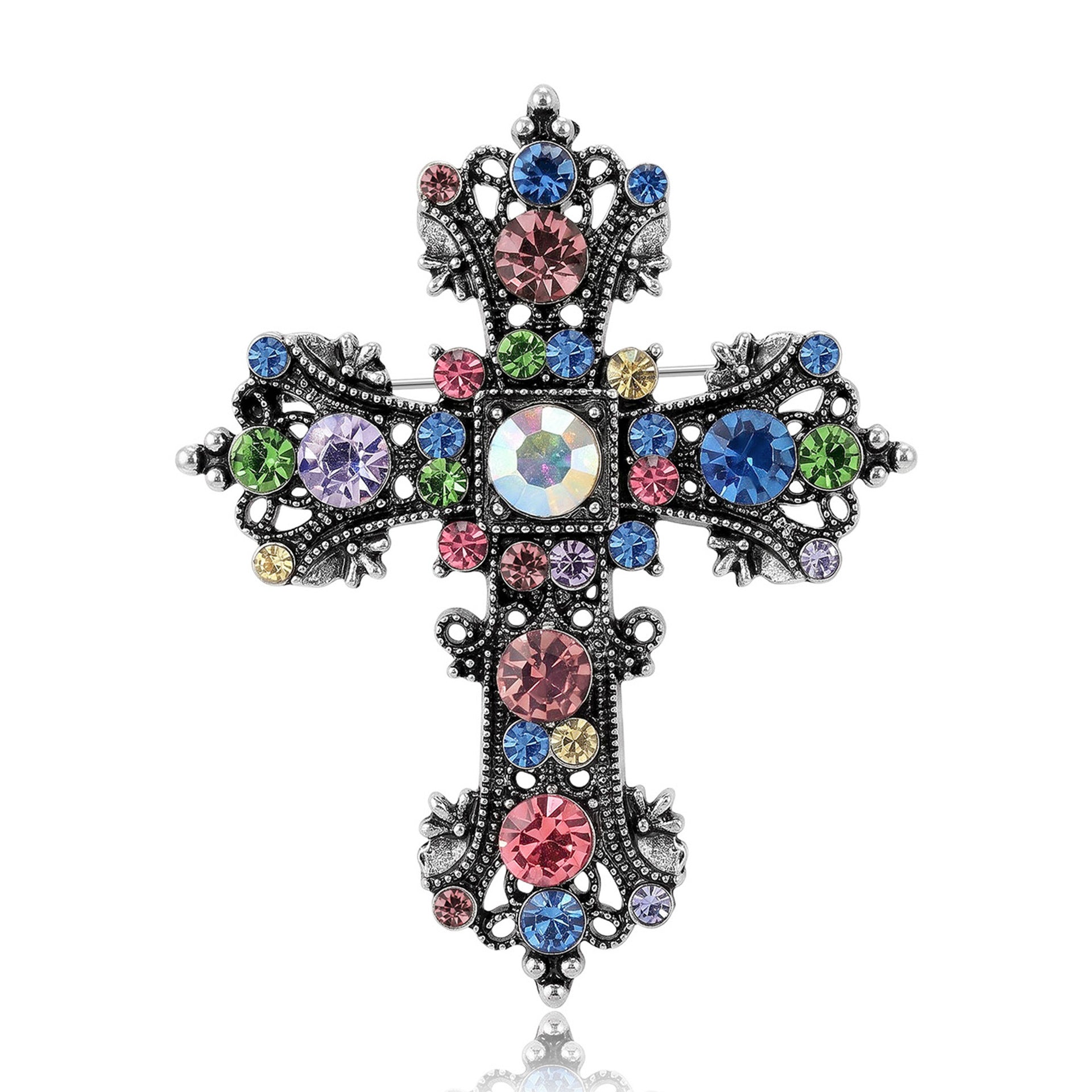 Wholesale Trendy Alloy Cross Brooch Pin Women Chic Clothing Corsage Party Gift Accessory