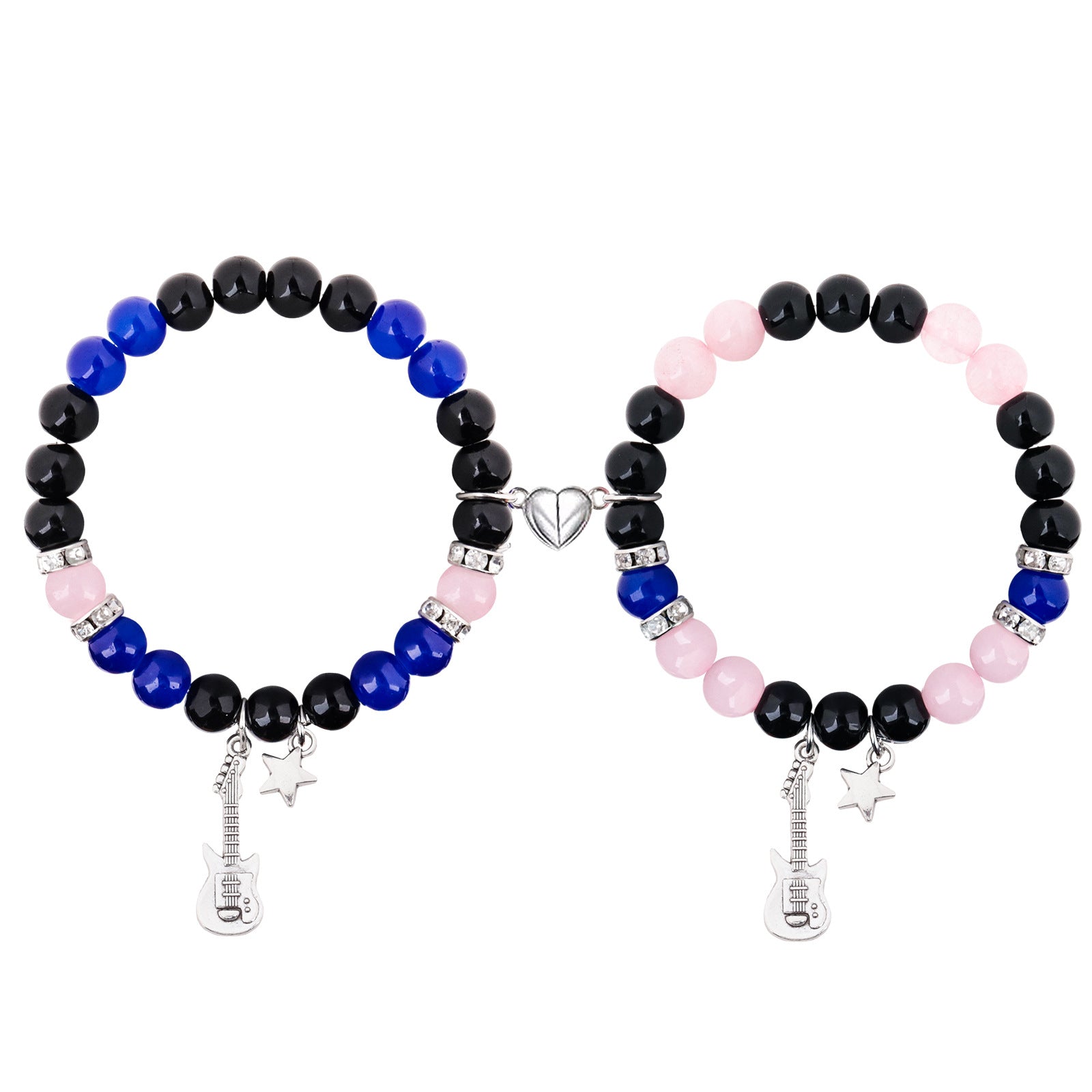 Wholesale Couple bracelet love heart magnetic suction buckle natural opal beaded bracelet