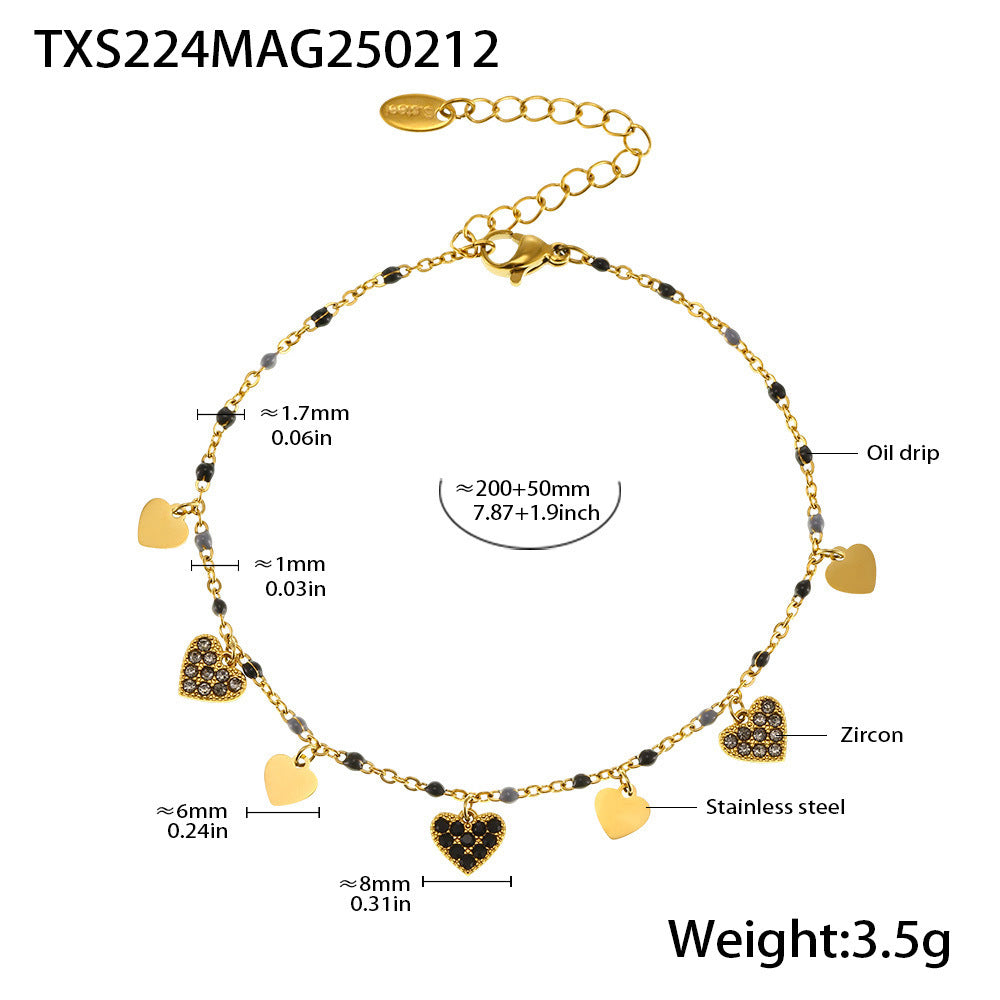 Wholesale zircon titanium steel necklace love clavicle chain