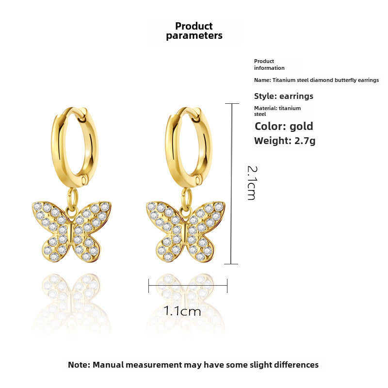 Wholesale  Full Diamond Love Titanium Steel Earrings
