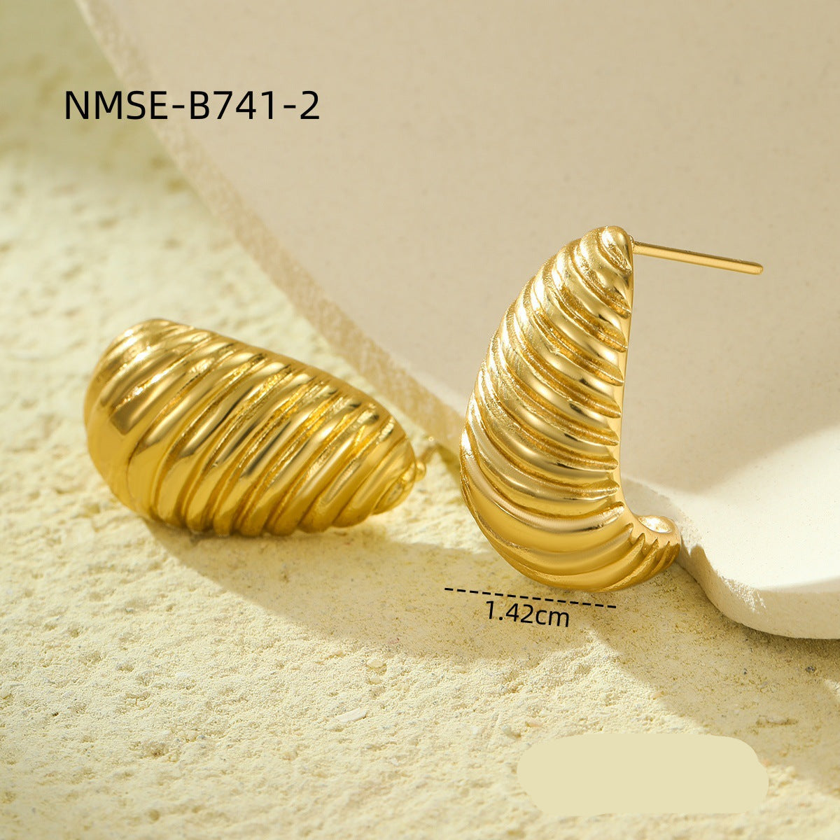 Wholesale  18K gold water drop texture stainless steel irregular earrings