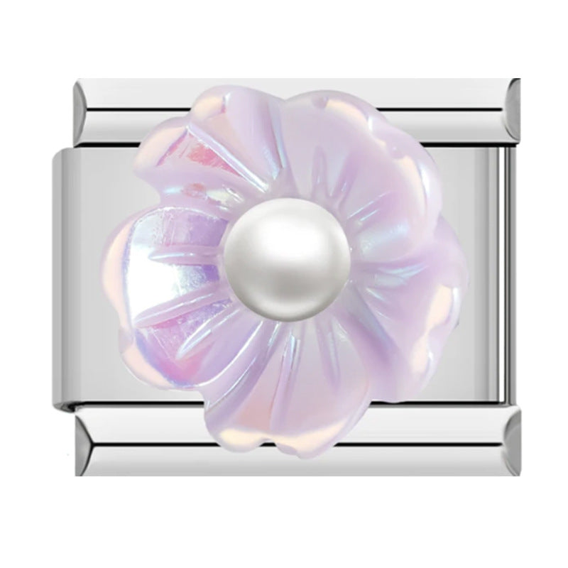 Wholesale Italian Charm Bracelet 9mm DIY Splicing 3D Flower Stainless Steel Composable Bracelet