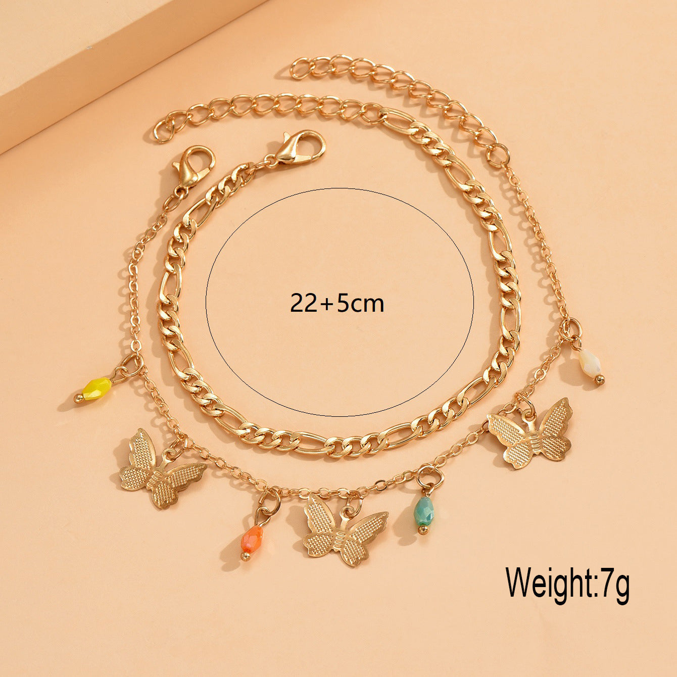 Wholesale colorful beaded alloy anklet