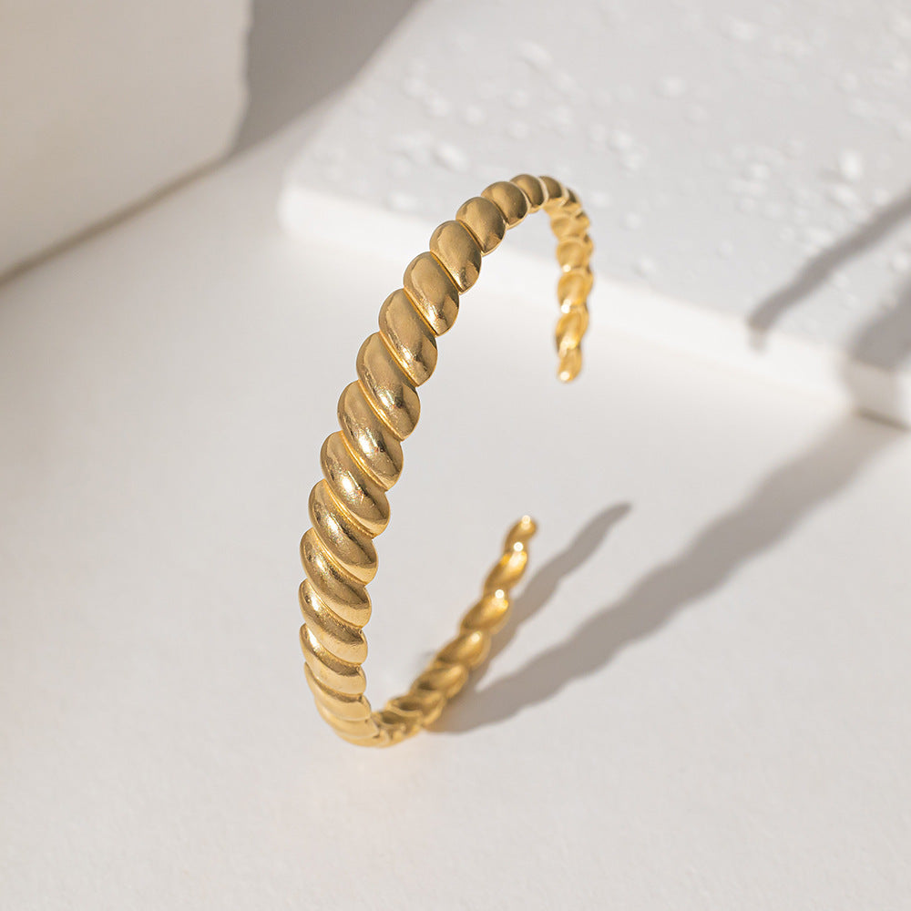 Wholesale 18K Gold Bamboo Titanium Steel Bracelet ACC-BT-Qinji006