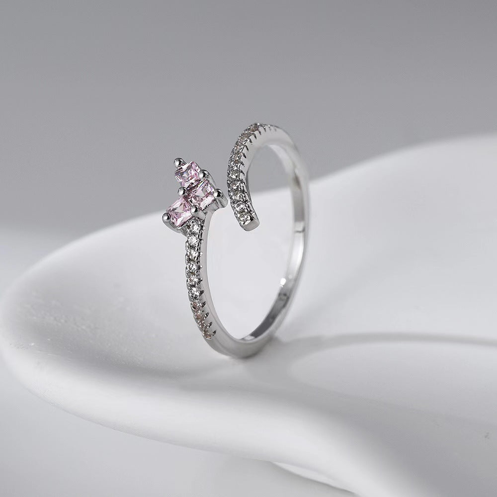 Wholesale Diamond Micro-Inlaid Zirconia Heart-Shaped Ring Open Rings ACC-RS-YXY026