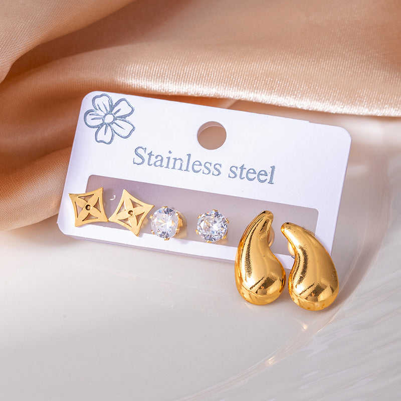 Wholesale Trendy Bowknot Titanium Steel Earrings Set - Light Luxury Jewelry Accessory for Women