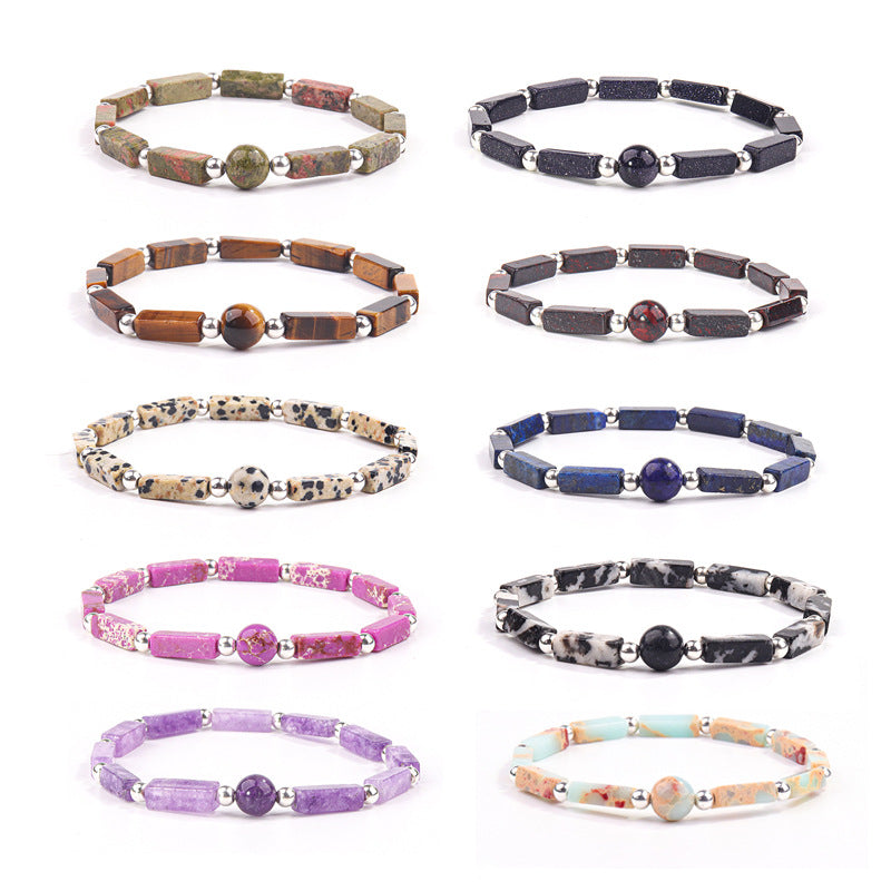 Wholesale Tiger Eye Natural Amethyst Square Bead Bracelet