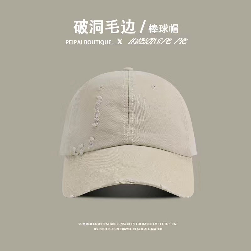 Wholesale Solid Color Ripped Cotton Hat Baseball Cap ACC-HT-KME005