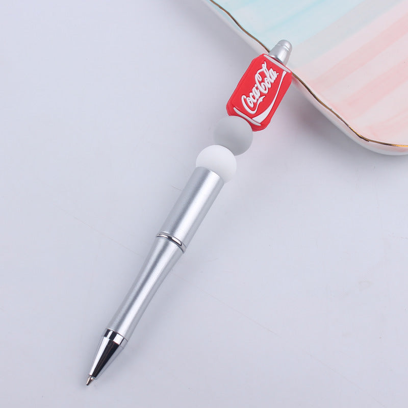 Wholesale  beaded pen DIY creative coffee cup silicone teether handmade beaded pen