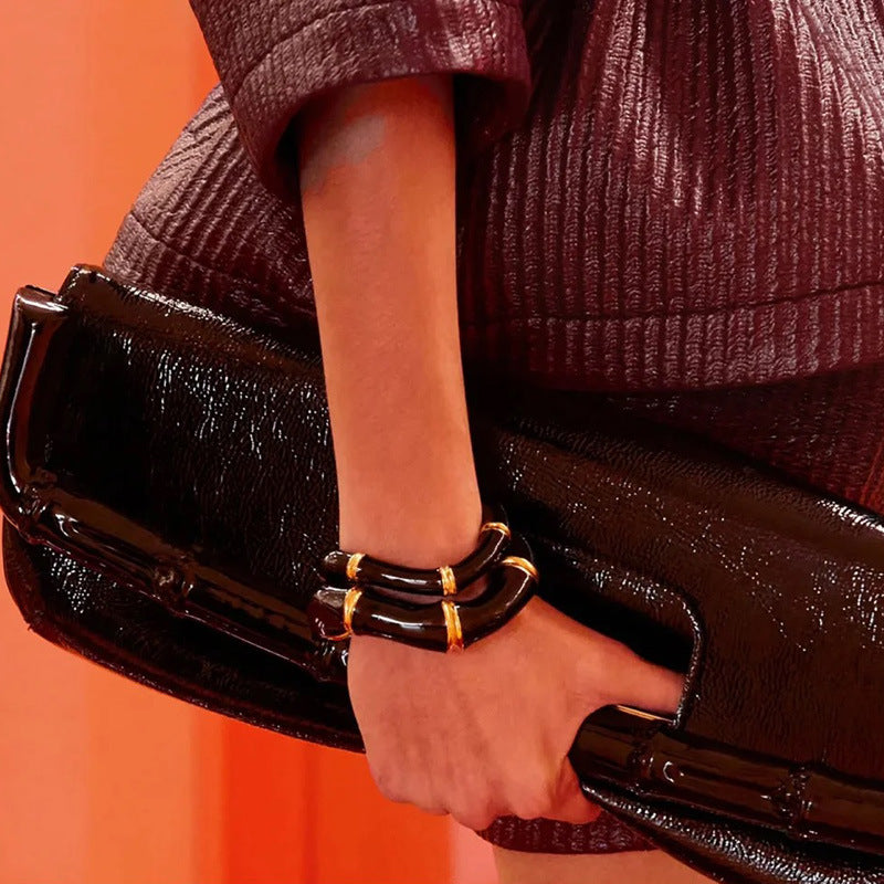 Wholesale Retro Fashionable Enamel Oil Dropping Irregular Wave Bamboo Opening Bracelet