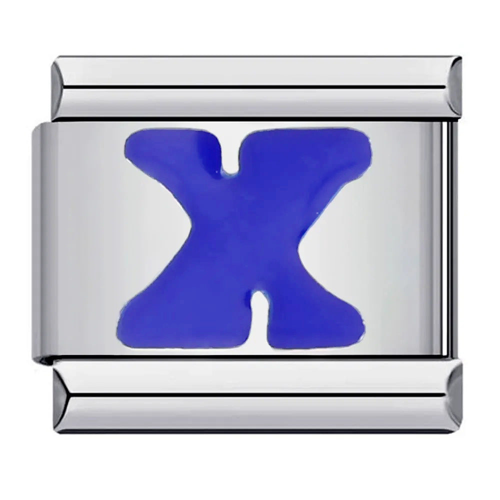 Wholesale Italian Charm Bracelet 9mm DIY blue English initials Creative Stainless Steel Composable Bracelet