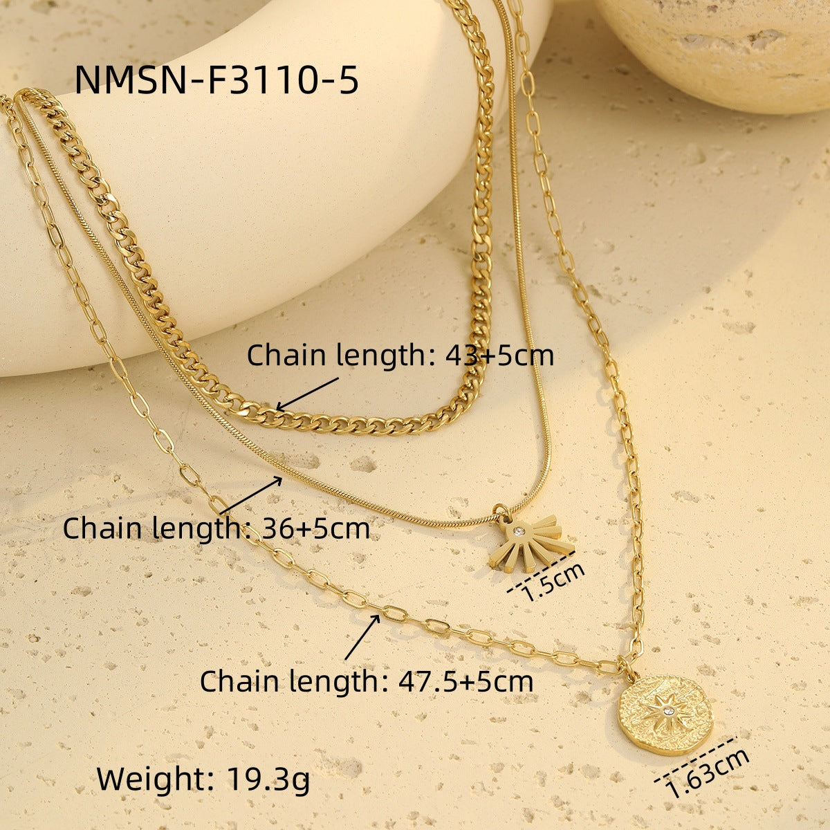 Wholesale stainless steel stacking necklace bamboo chain sunflower necklace