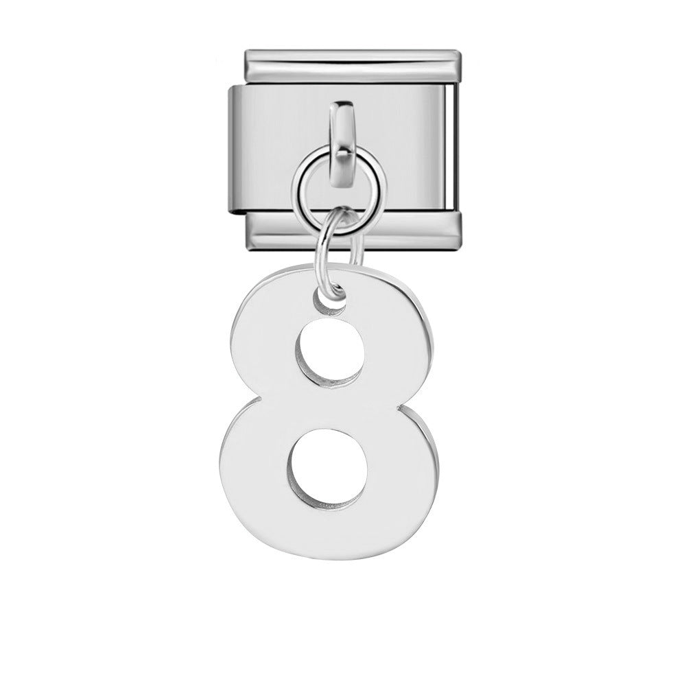 Bracciale fai da te con ciondolo con gancio in acciaio inossidabile a una cifra modulare italiano all'ingrosso