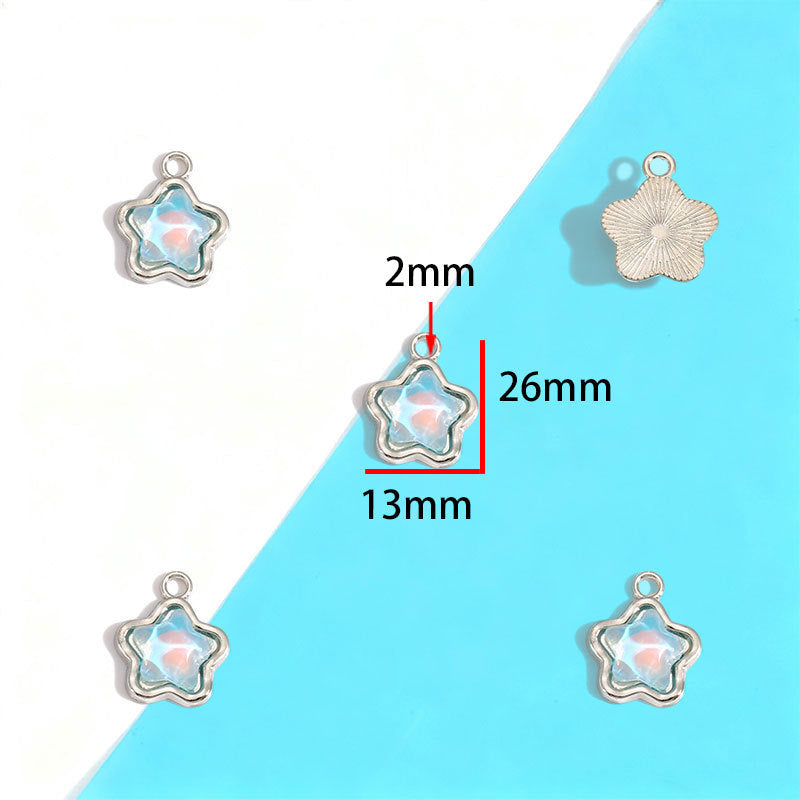 Wholesale Electroplated Zinc Alloy Blue Star Moon Resin Inlay Pendant Charms For DIY Jewelry Making Bag Charm Keychain Everyday Wear