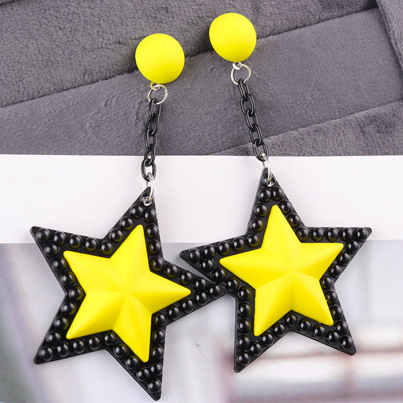 Wholesale Vintage Earrings Long Three-dimensional Five-pointed Star Acrylic Earrings