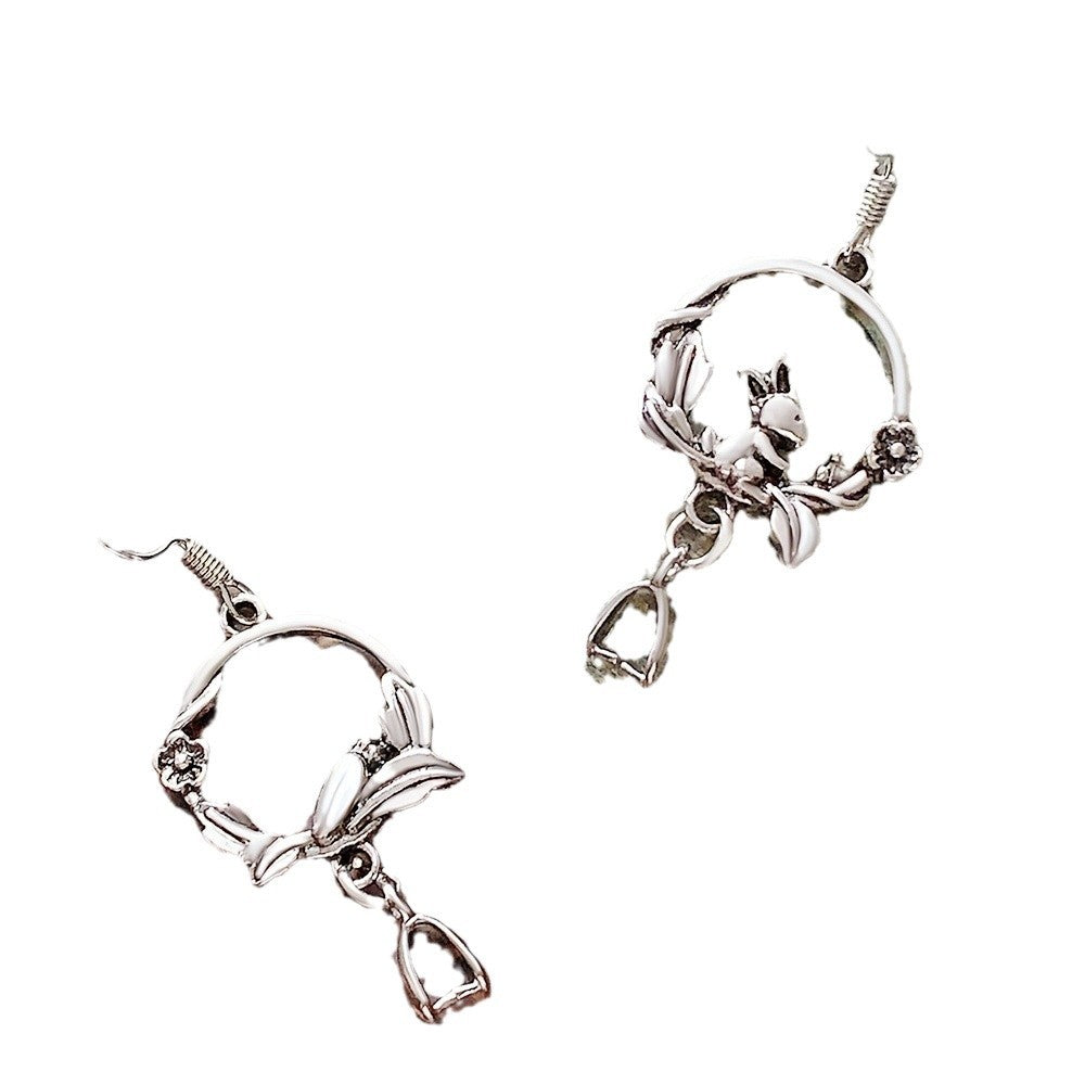 Wholesale antique silver rabbit earrings