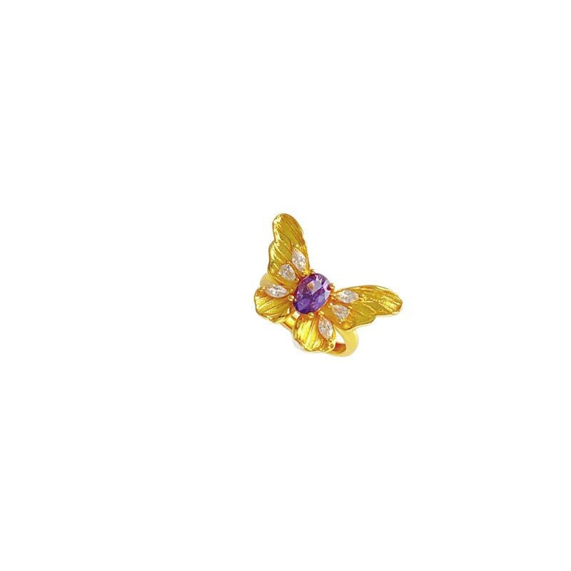 Wholesale Purple Pigeon Egg Butterfly Ring