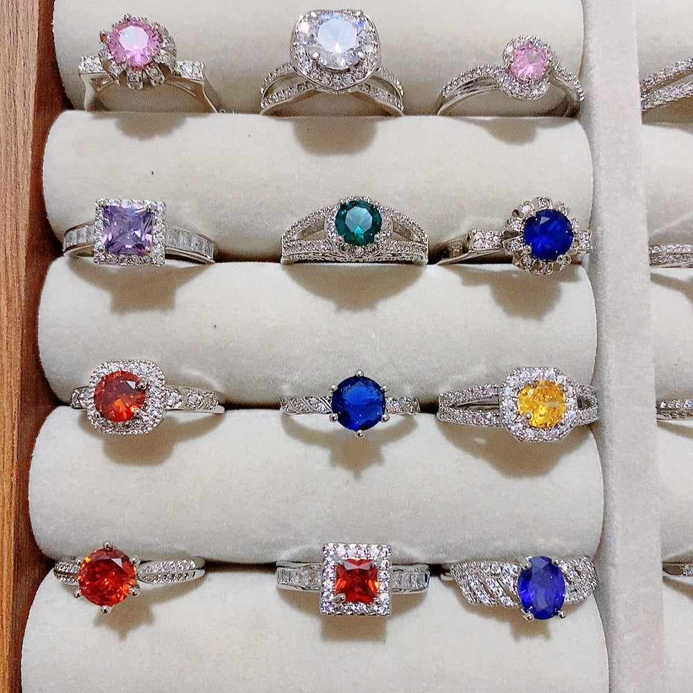 Wholesale 10pcs Colorful Zircon Micropaved Ring ACC-RS-YunXi003