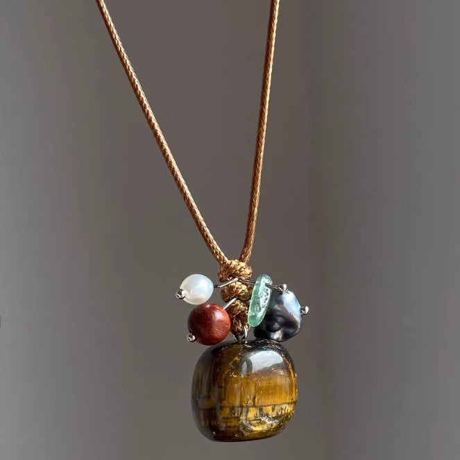 Wholesale Maillard Tiger Eye Beaded Necklace